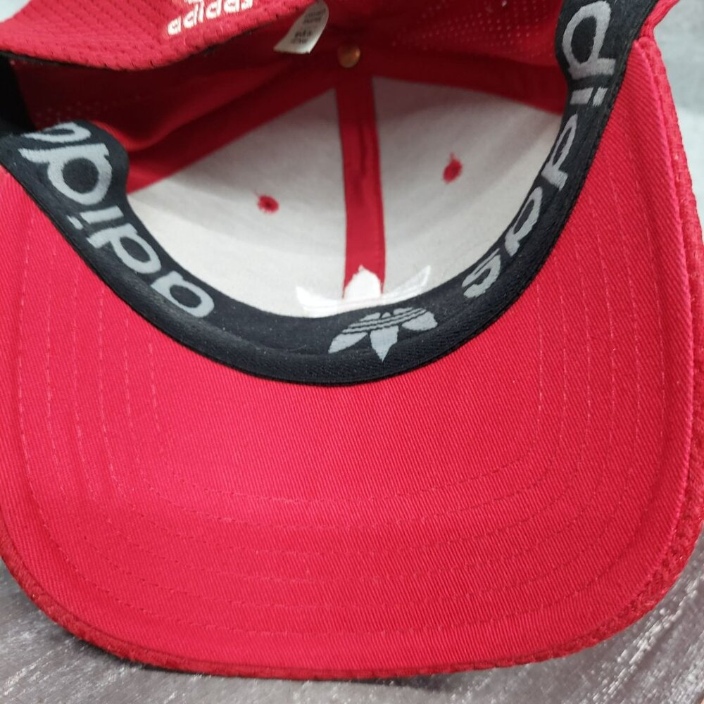 Adidas Red Trefoil Logo Baseball Cap With Breathable Mesh Design L/XL - Picture 11 of 14